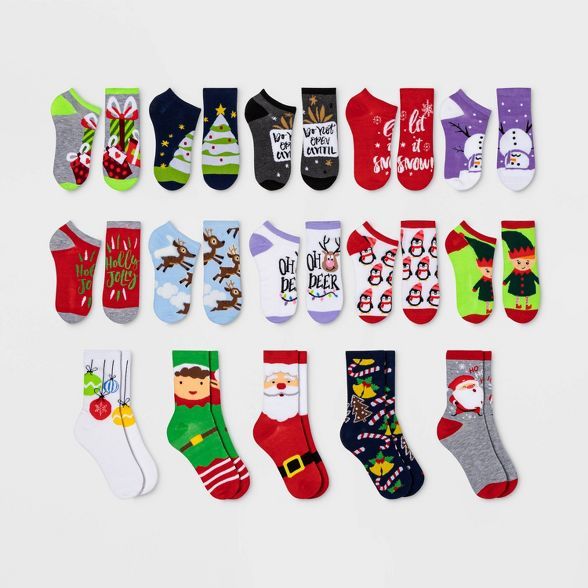 Women's Santa & Elves 15 Days of Socks Advent Calendar - Assorted Colors 4-10 | Target