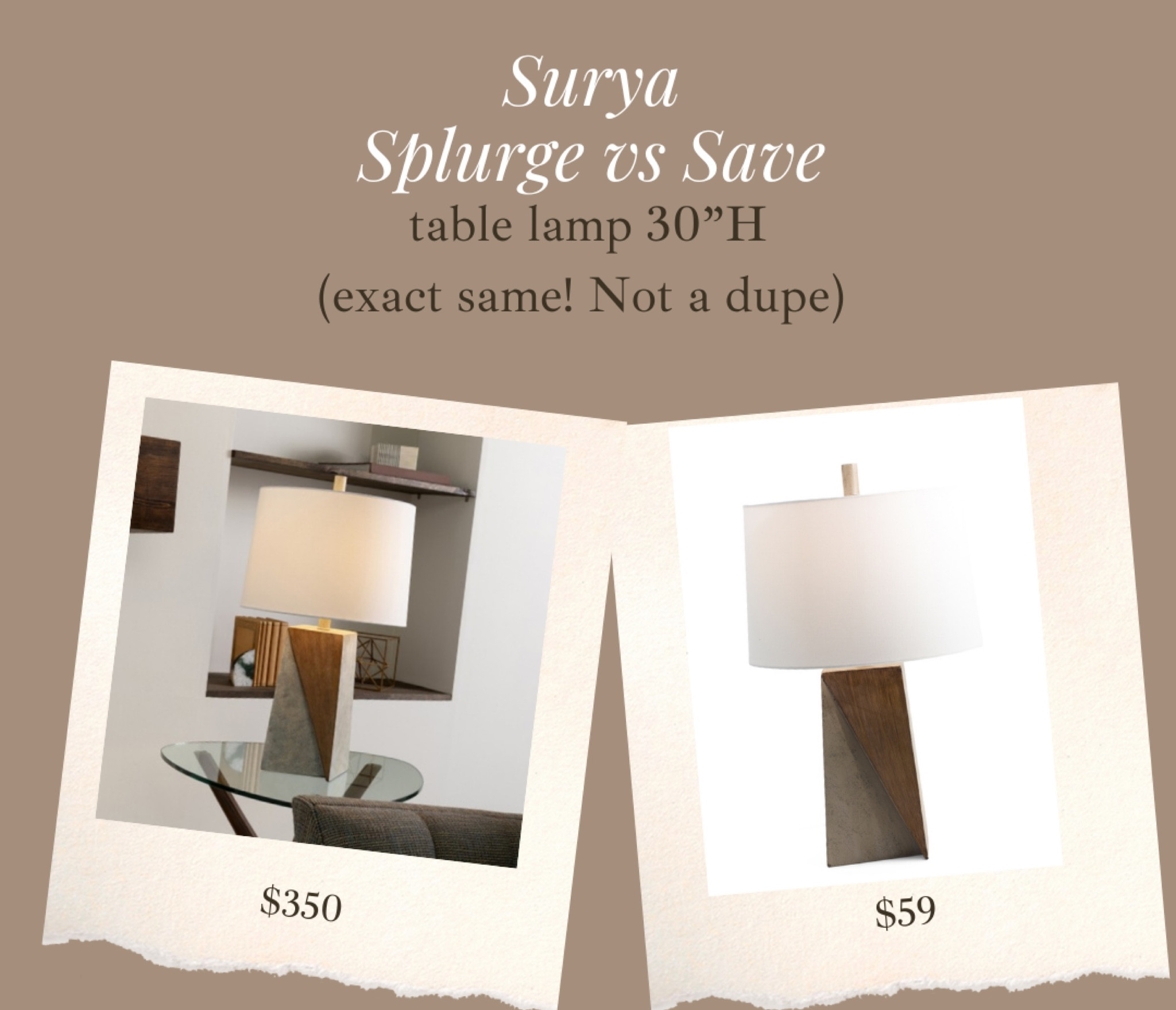 This gorgeous Surya wood & concrete table lamp is a great size & on sale here for almost $300 less than designer sites!!!!

Only $59!! 