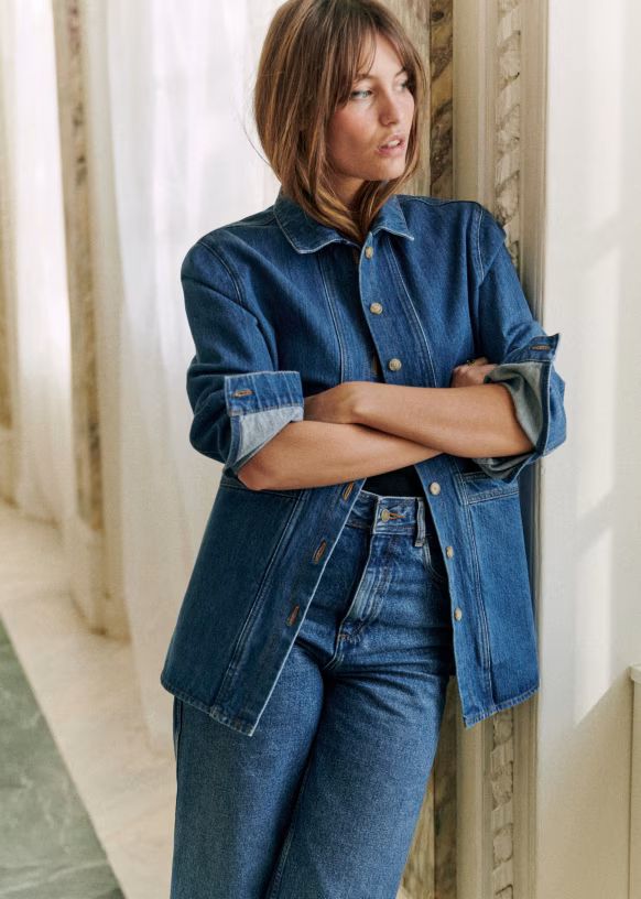 Will Jacket - Denim Blue - 0rganic cotton - textile made from organic fibers - Sézane | Sezane Paris