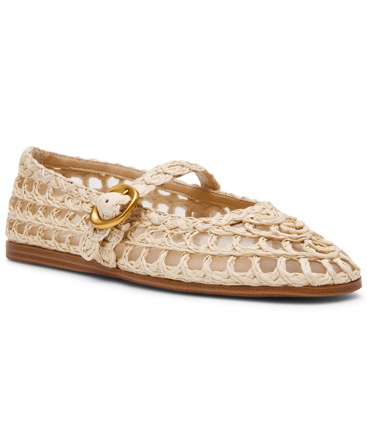 Steve Madden Women's Melody Raffia Mary-Jane Flats - Natural Raffia | Macy's