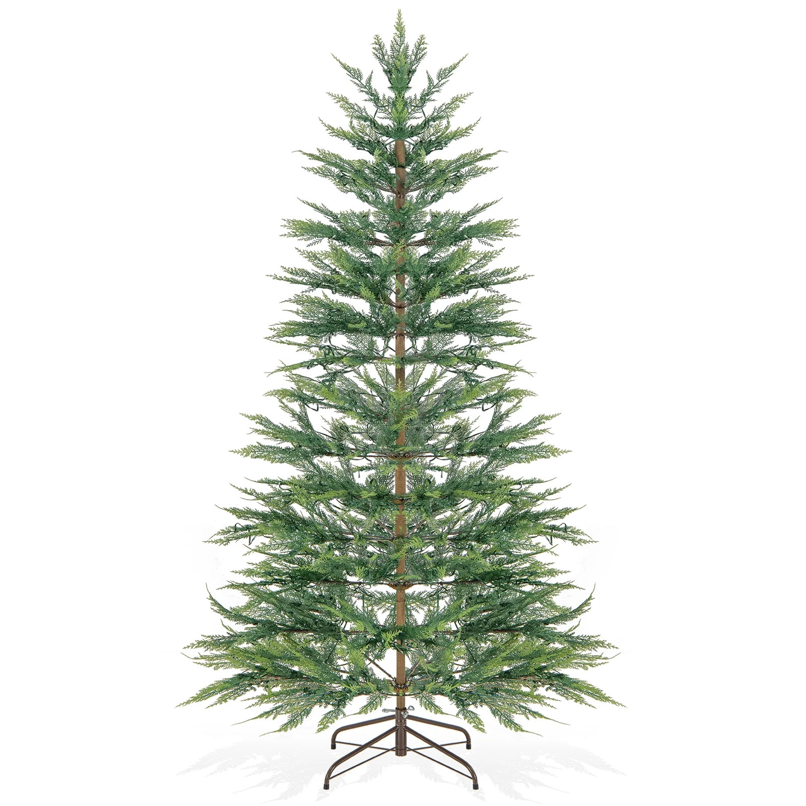 Topbuy 6.5 FT Artificial Cypress Christmas Tree Pre-lit Hinged Xmas Tree with 430 Warm White LED ... | Walmart (US)