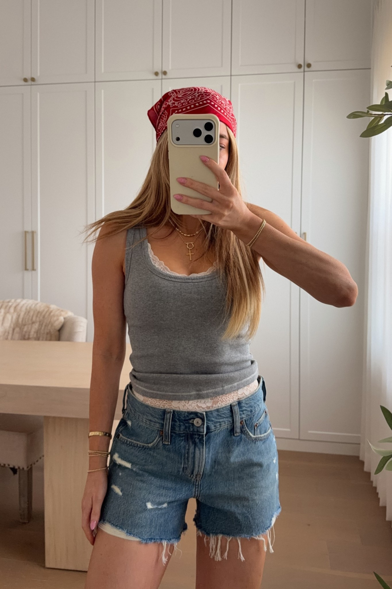 bra tank: xs // denim short: 25