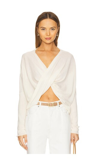 Julieana Wrap Jumper in Chalk White | Revolve Clothing (Global)