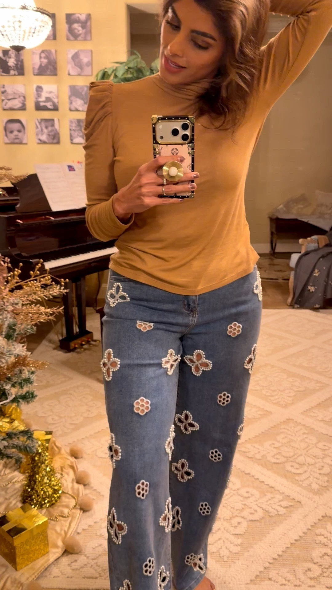 Pearl encrusted jeans!
Size up!

#LTKHoliday #LTKGiftGuide #LTKSaleAlert