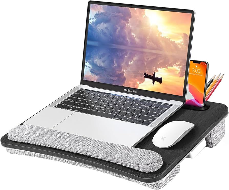 Lap Desk Laptop Bed Table: Fits up to 15.6 inch Laptop Computer lapdesk with Soft Pillow and Stor... | Amazon (US)