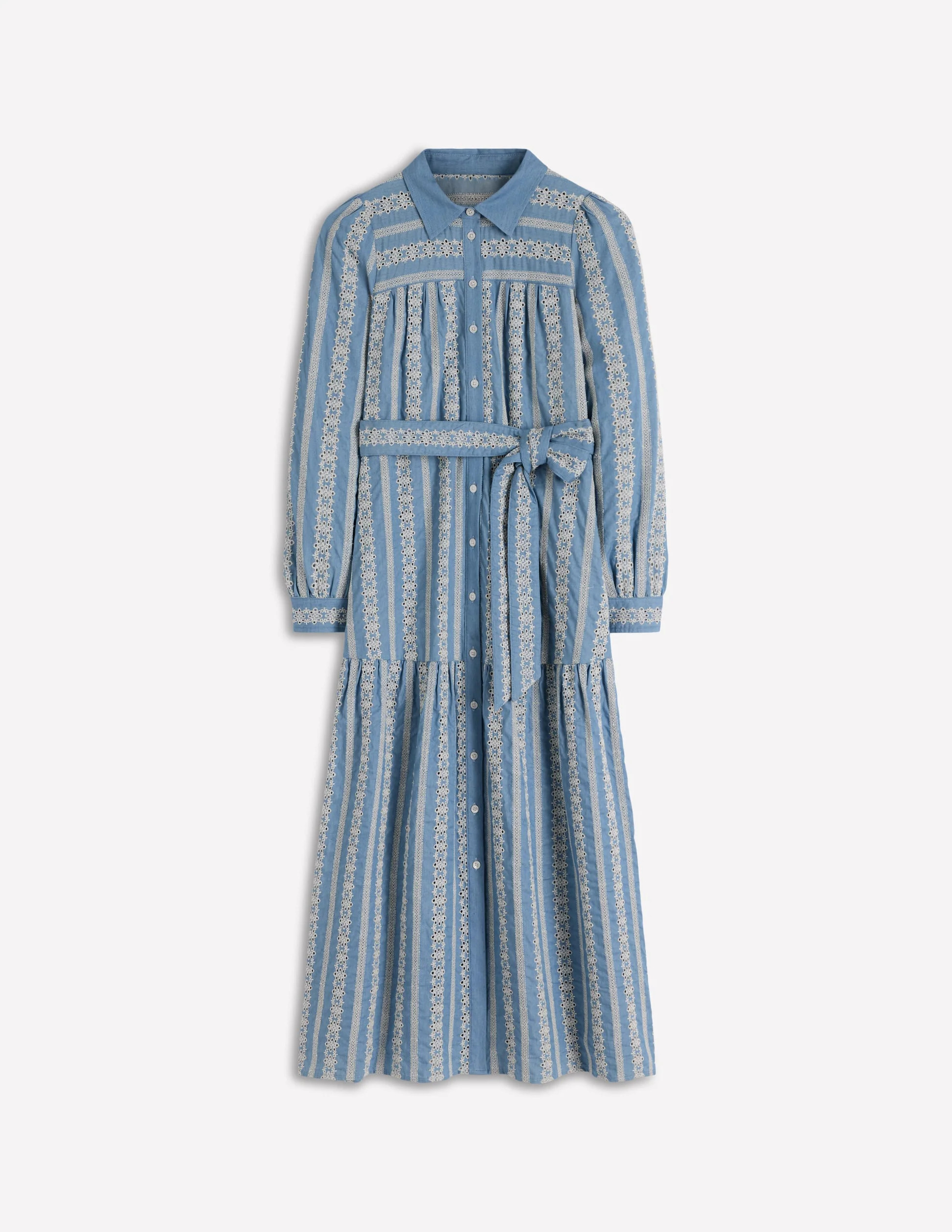 Ellie Cotton Maxi Shirt Dress-Broderie Denim | Boden (US)