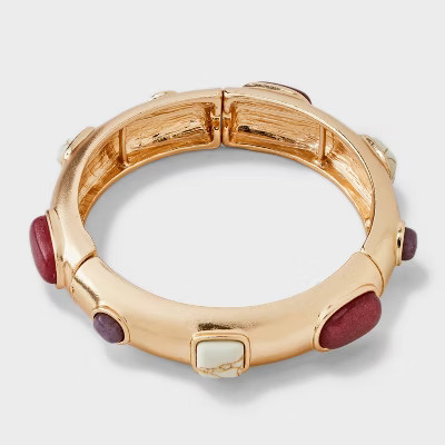 Howlite and Lepidolite Stone Embellished Bracelet - Universal Thread™ Gold/Red/Purple/White | Target