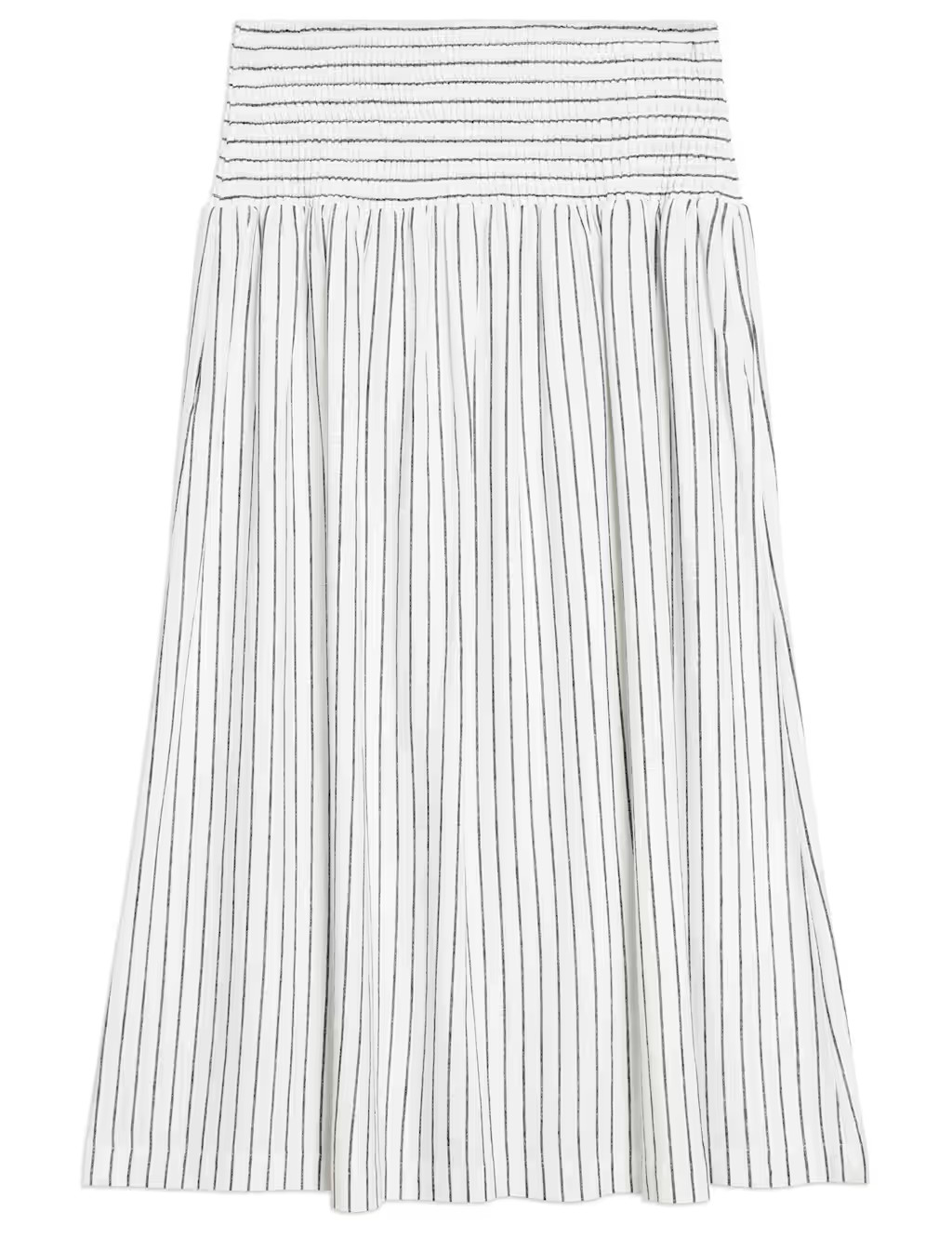Linen Blend Striped Midi A-Line Skirt | Marks & Spencer (UK)