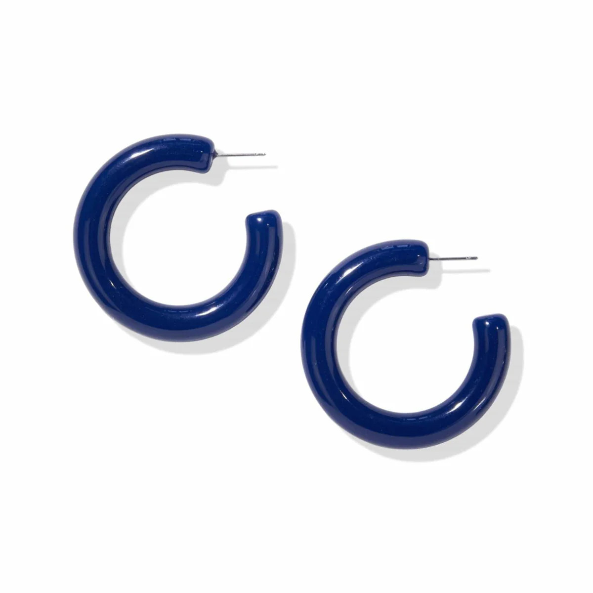 Navy Simple Resin Hoop Earrings | INK+ALLOY