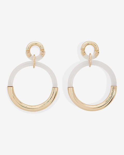 Resin Metal Double Circle Drop Earrings | Express