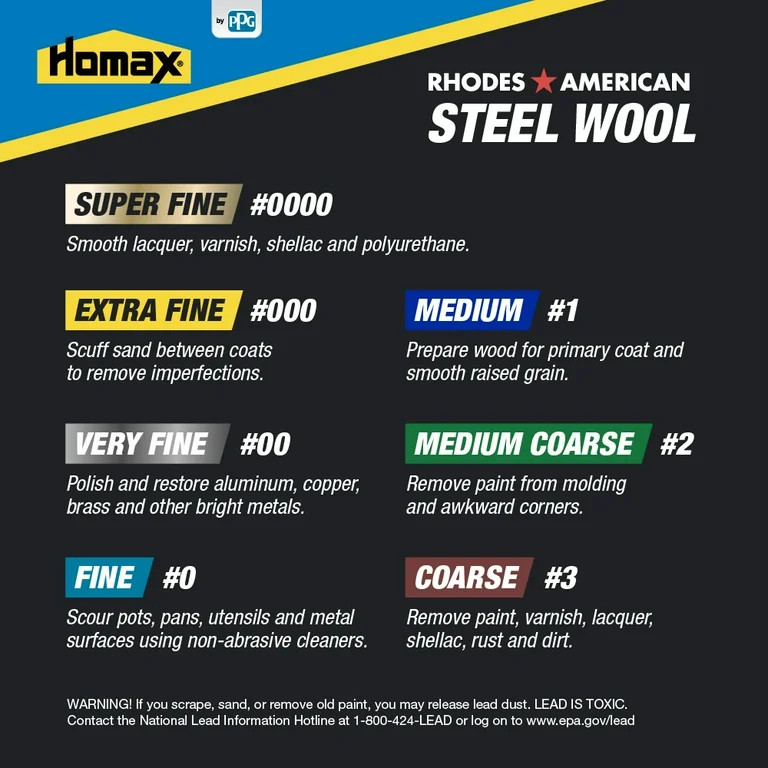 Rhodes American Steel Wool, Super Fine Grade #0000, 12 Pads | Walmart (US)