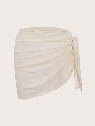 Solid Knot Side Cover Up Skirt SKU: sw2207081114295454(1000+ Reviews)$3.80$3.61Join for an Exclus... | SHEIN