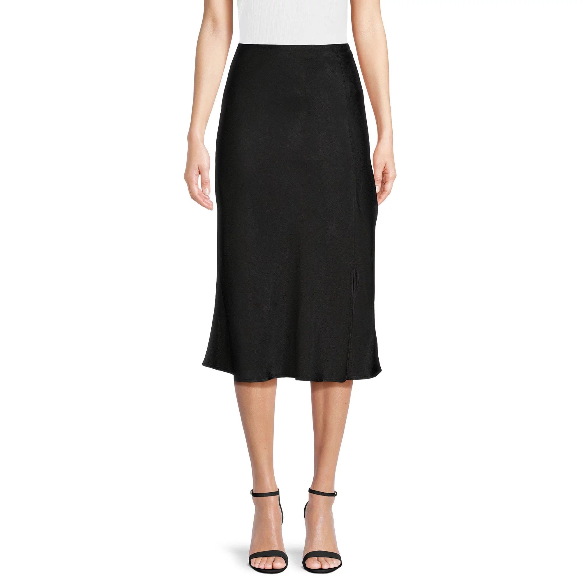 Time and Tru Women's Satin Midi Skirt with Side Slit, Sizes XS-XXXL - Walmart Fashion Fall #LTKU | Walmart (US)