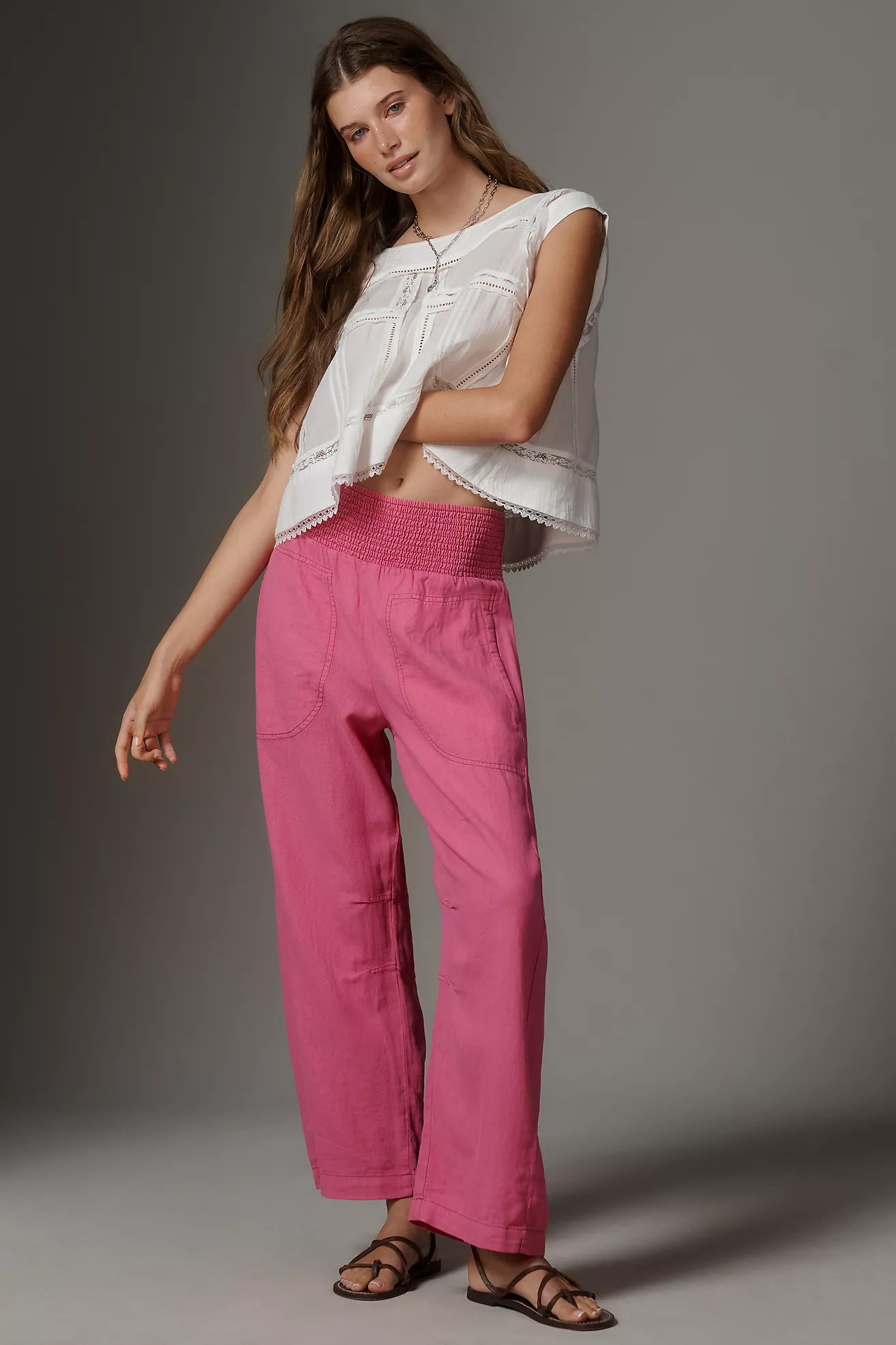 The Reese Linen Blend Pull-On Barrel Pants by Pilcro | Anthropologie (US)