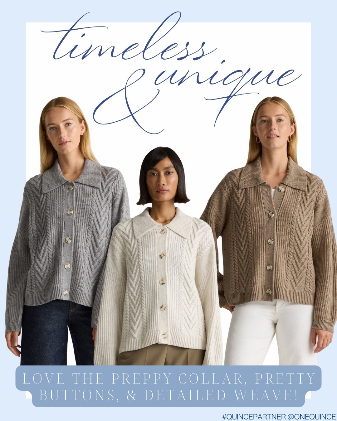 This cardigan has the prettiest details — love the collar and the texture.
#quincepartner #onequince


#LTKOver40 #LTKWorkwear #LTKMidsize