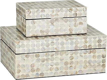 Deco 79 Mother of Pearl Shell Geometric Handmade Decorative Box Decorative Keepsake Boxes with Hi... | Amazon (US)