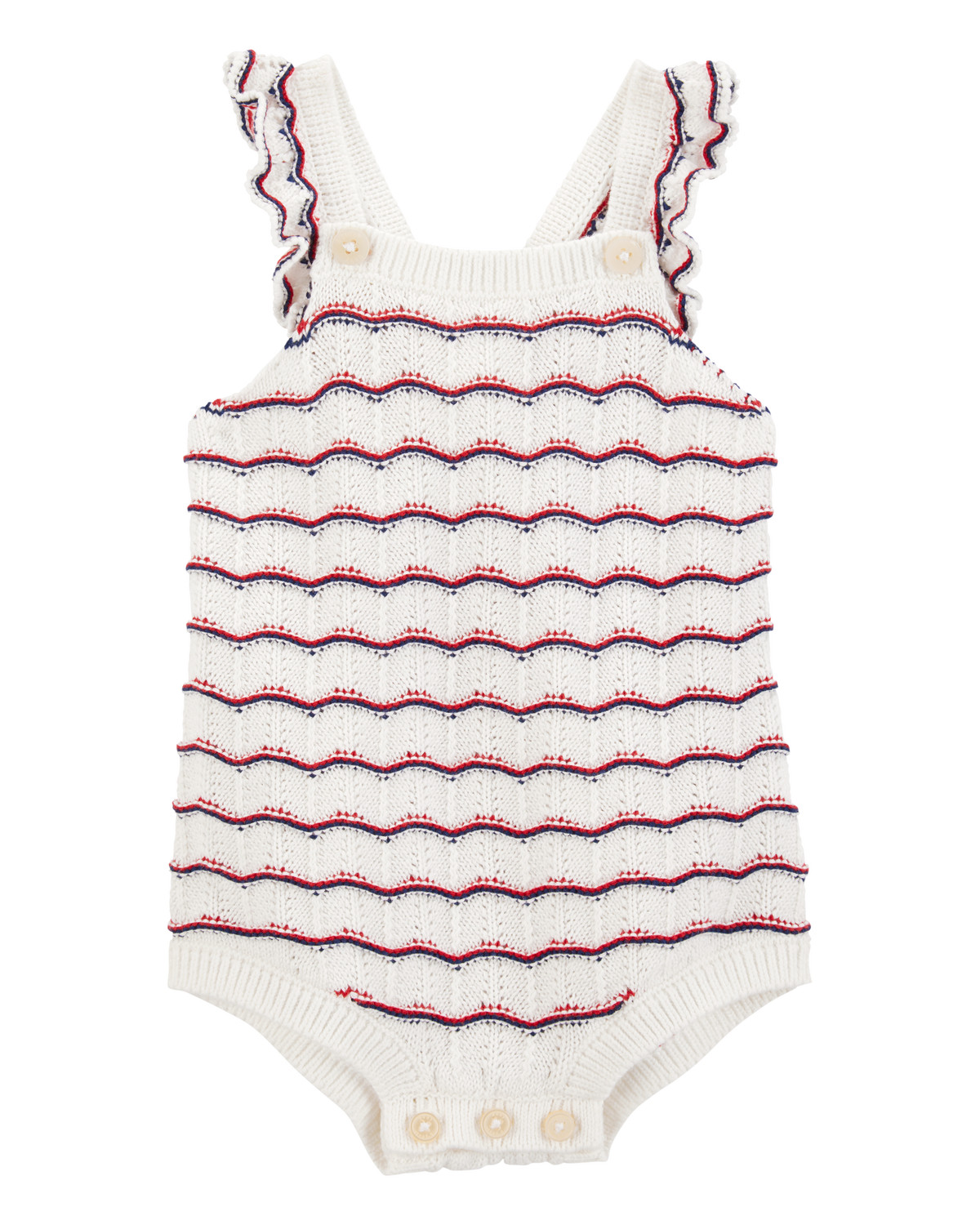 Baby Striped Crotchet Knit Bubble Romper - White - OshKosh | Carter's | Carter's Inc