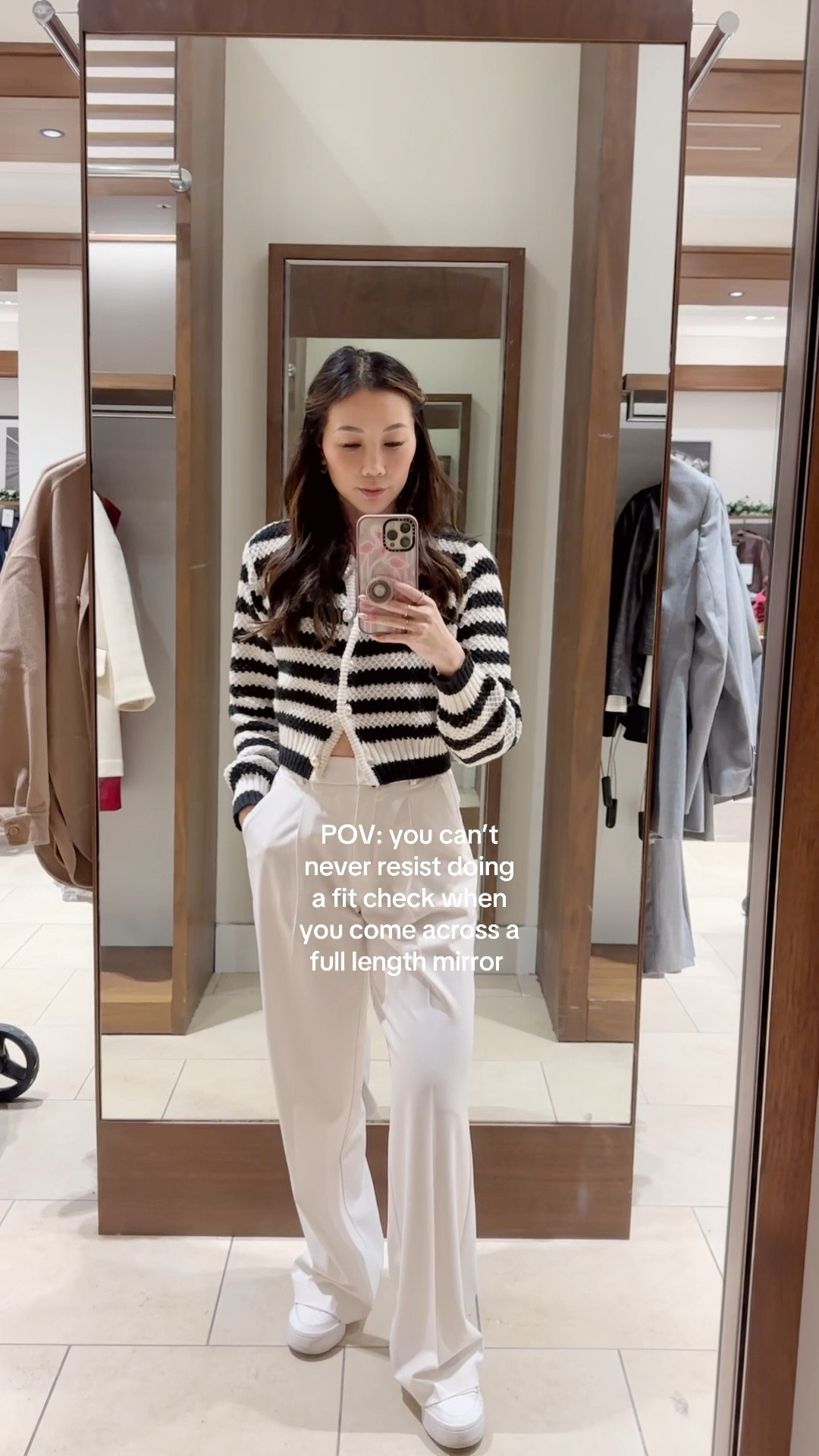 OOTD: Classy Girl Vibes ✨ White trousers paired with a striped cardigan make for the ultimate chic and elegant combo. I wore this shopping this week and got endless compliments—definitely a new favorite! Trousers and cardigans are my go-to for polished fall outfits. Shop my top picks for the season now on my @shopltk!

#ClassyStyle #OOTD #EffortlessChic #FallFashion #ShopLTK

#LTKStyleTip #LTKCyberWeek #LTKWorkwear