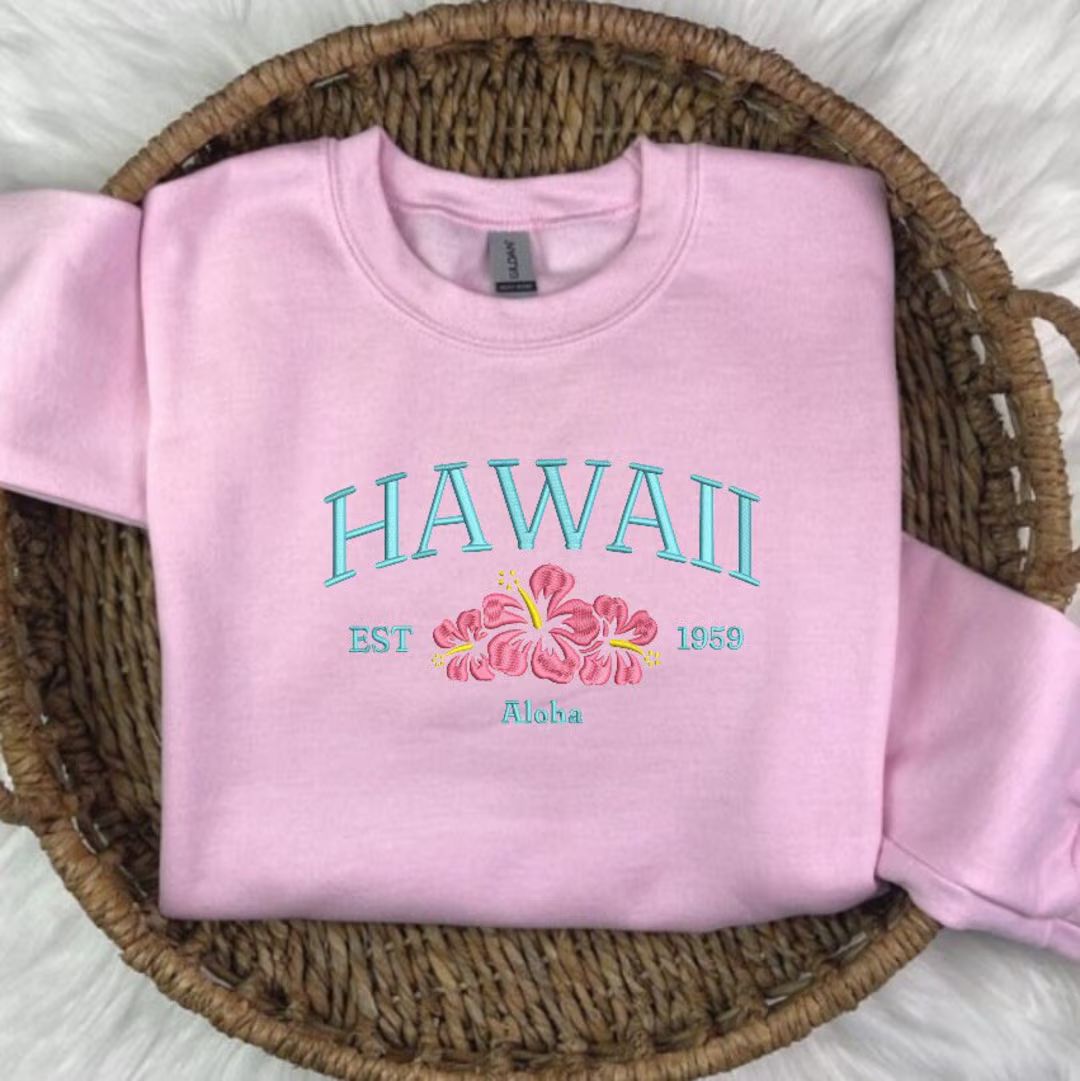 Embroidered Hawaii Aloha State Sweatshirt, Aloha Hawaii Unisex Sweatshirt, Hawaii Vacation Sweats... | Etsy (US)