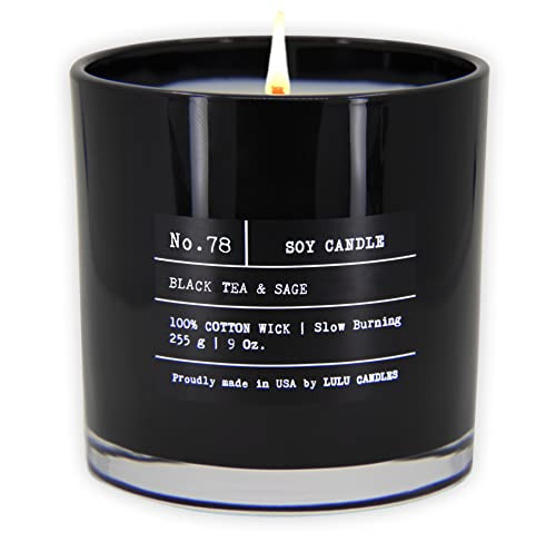 Lulu Candles | Black Tea & Sage | Highly Scented Candles for Home - Soy Blend Jar Candle with 100% Cotton Wick - Slow Burning (9 Oz.) | Amazon (US)