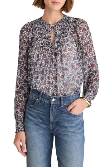 Madewell Smocked Split Crewneck Top in Cherry Red at Nordstrom Rack, Size X-Small | Nordstrom Rack