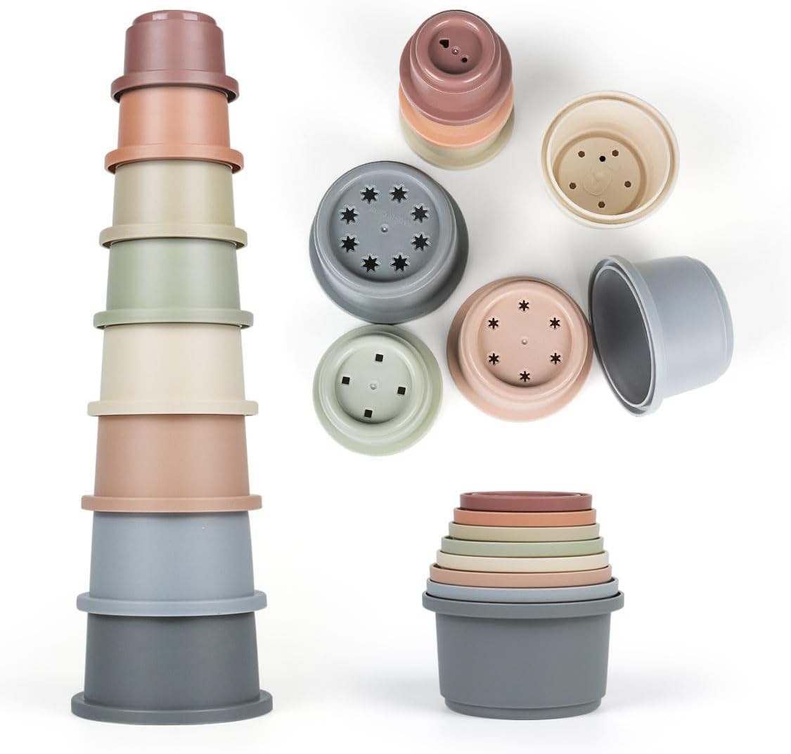 Stacking Cups Baby Toy 6-12 Months, Toddler Nesting Playset for Boys and Girls, 8PCS Stackable Ba... | Amazon (US)