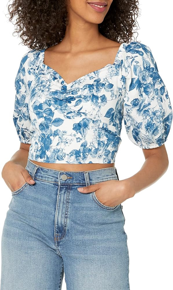 The Drop Women's Annie Sweetheart Neckline Puff-Sleeve Smocked Back Top | Amazon (US)