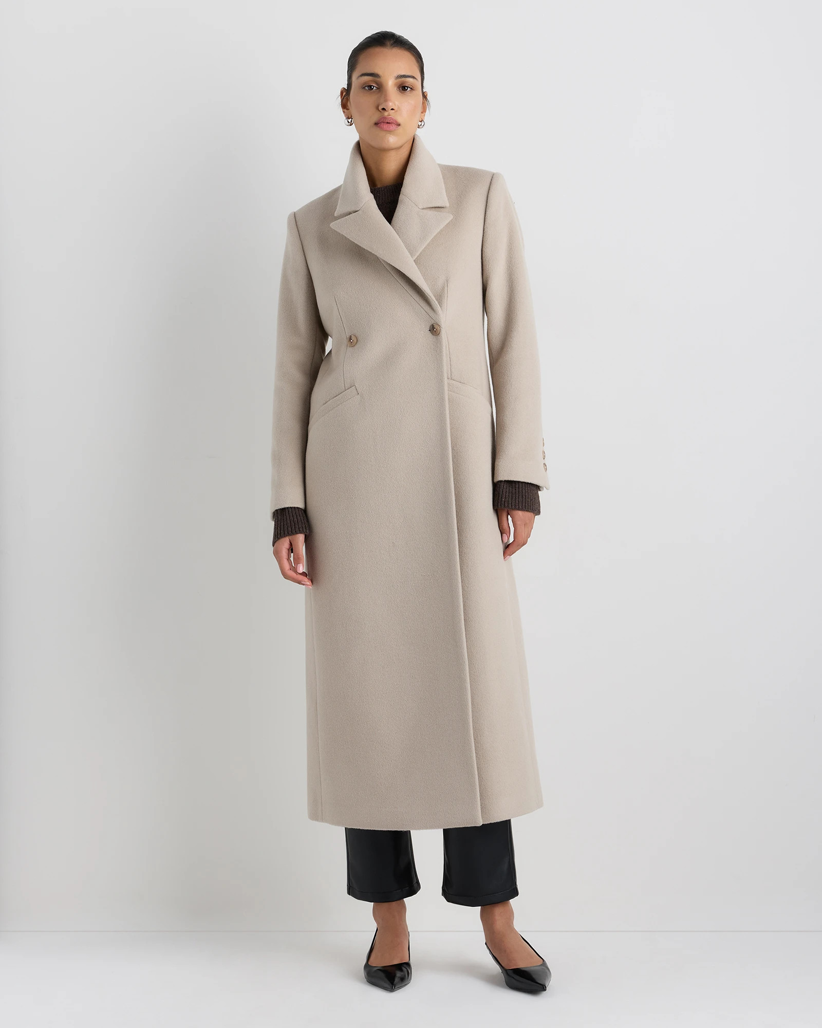 Quince | Women's Wool Cashmere Tailored Coat in Winetasting, Size Large | Quince