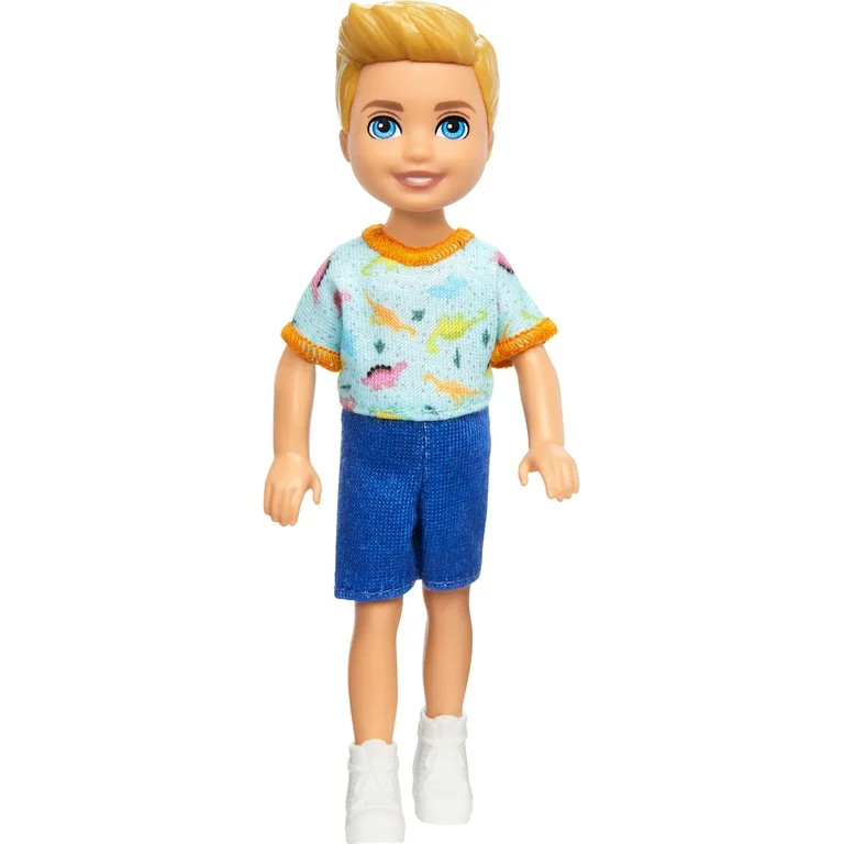 Barbie Chelsea Doll, Small Boy Doll Wearing Removable One-Piece with Dino Print, Blond Hair & Blu... | Walmart (US)