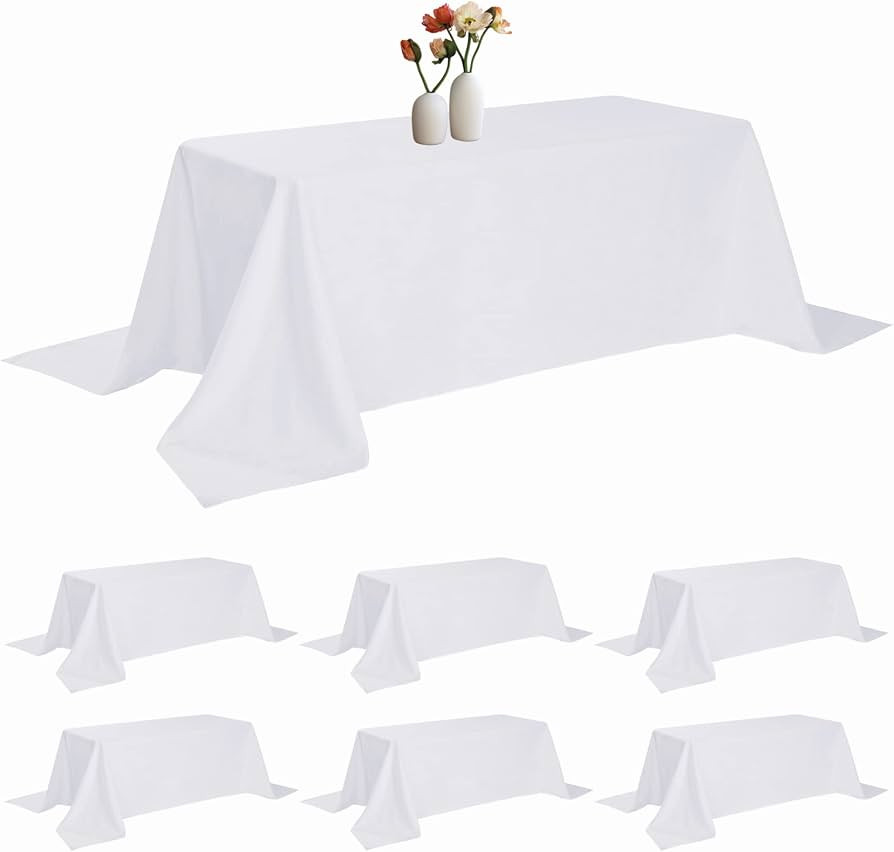 6 Pack Rectangle Tablecloth 90 x 156 Inches White Table Cloth Stain and Wrinkle Resistant Washabl... | Amazon (US)