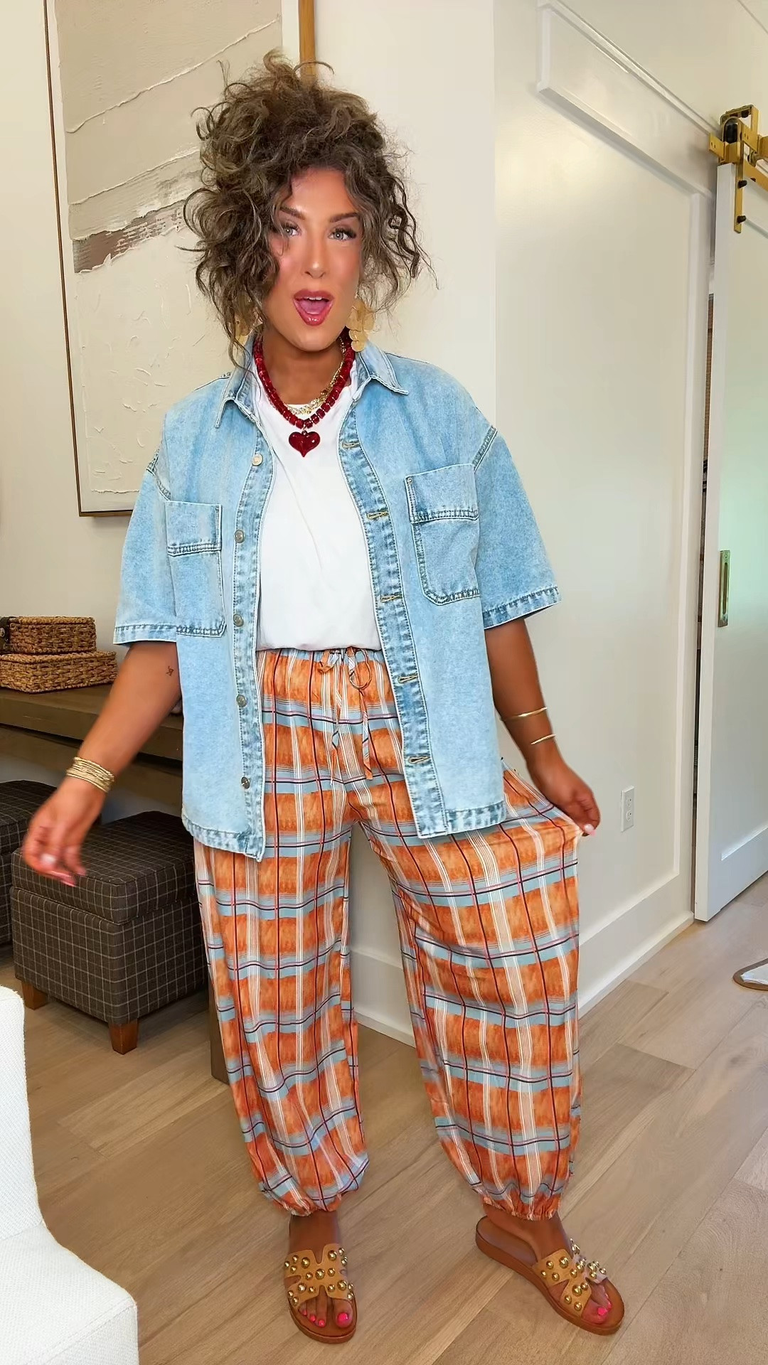 How funky and fun is this outfit?! I love a good pair of fun pants to make a statement with an outfit and these are doing the job! ❤️‍🔥 Flowy and oversized + they don’t cling to my thicker thighs. 👏🏻👏🏻

#LTKootd #LTKmomlife #LTKdayinmylife