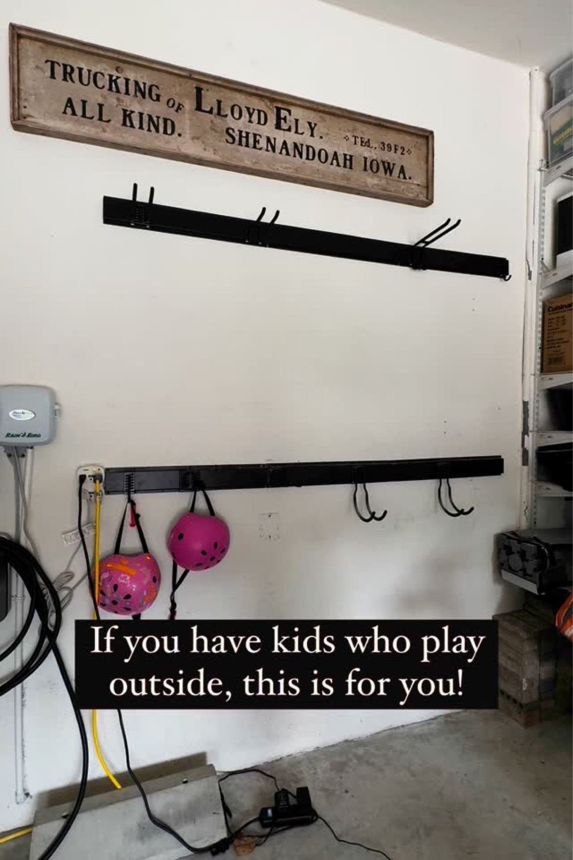 Of all the contraptions my husband has put in our garage to keep the clutter at bay, this one is my favorite! 🤩  

This is the most simple setup to store so many of our kids outdoor toys, bikes, scooters, etc. AND it’s so easy to move or change out the specific hanging pieces to fit your items and space! 👏 

#homeorganization #garageorganization #toyorganization #declutteryourhome #kidsstorage #storageideas #kidstoystorage #parenthack #parenthacks #homehacks #amazonfind

#LTKHome #LTKFamily #LTKKids