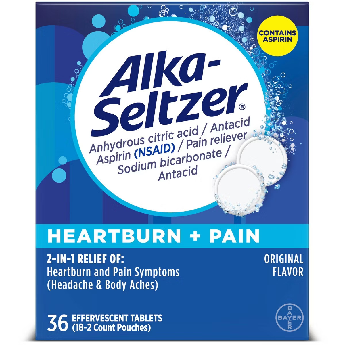 Alka-Seltzer Heartburn + Pain, Aspirin + Antacid Tablets for Fast Pain Relief, Heartburn Relief &... | Target