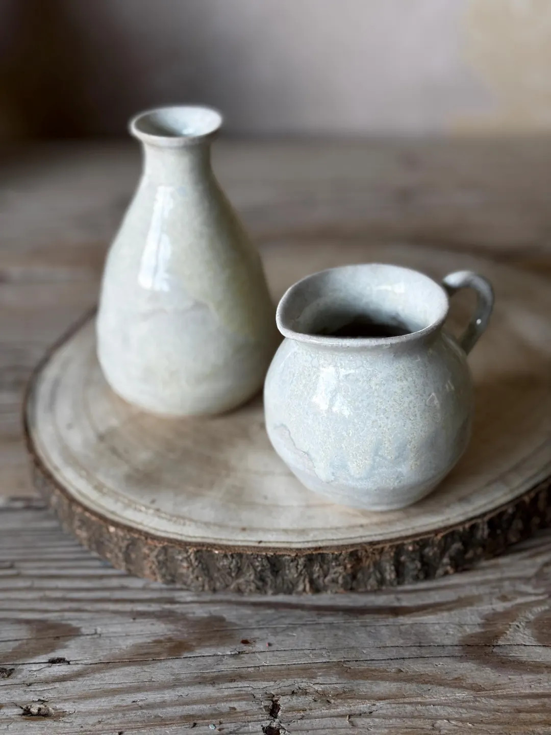 Handmade White and Cream Studio Pottery Jug and Bud Vase.  Interior Decor | Etsy (US)