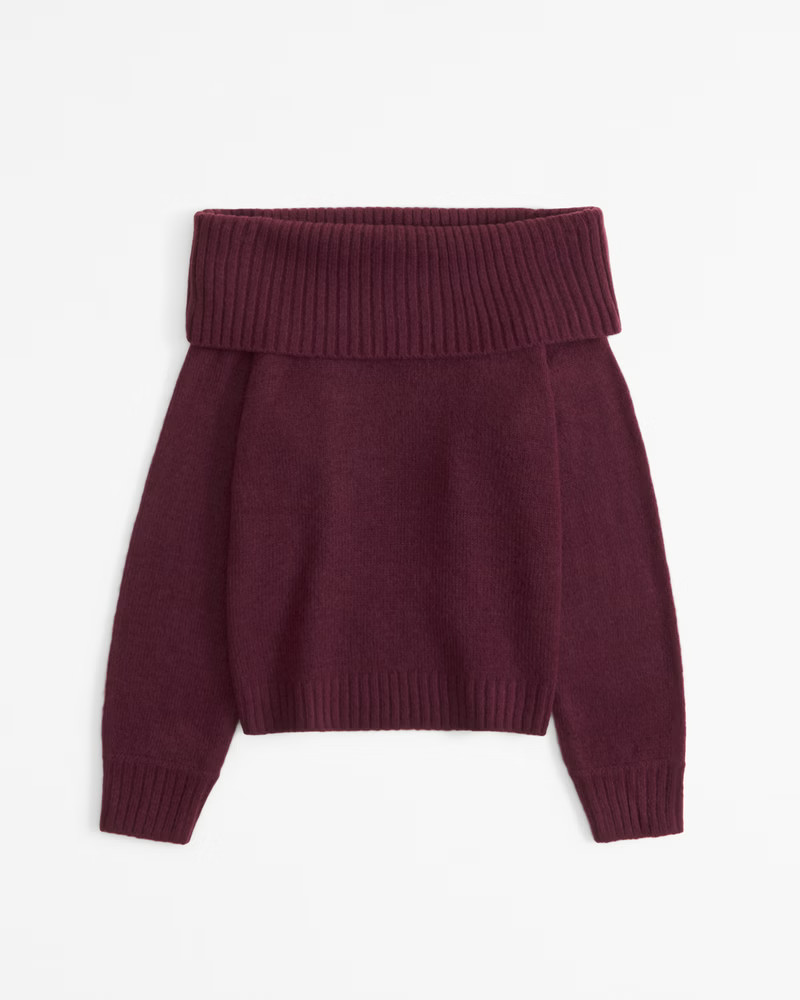 Abercrombie & Fitch Women's Off-The-Shoulder Sweater in Burgundy - Size XS | Abercrombie & Fitch (US)