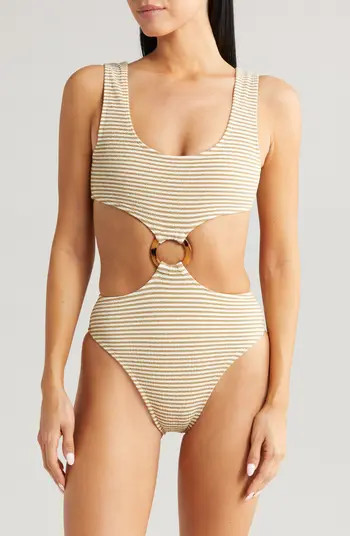 MONTCE Neutral Stripe Cutout One-Piece Swimsuit | Nordstrom | Nordstrom