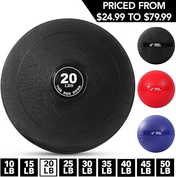Weighted Slam Ball by Day 1 Fitness – 9 Weight and 3 Color OPTIONS - No Bounce Medicine Ball - ... | Amazon (US)