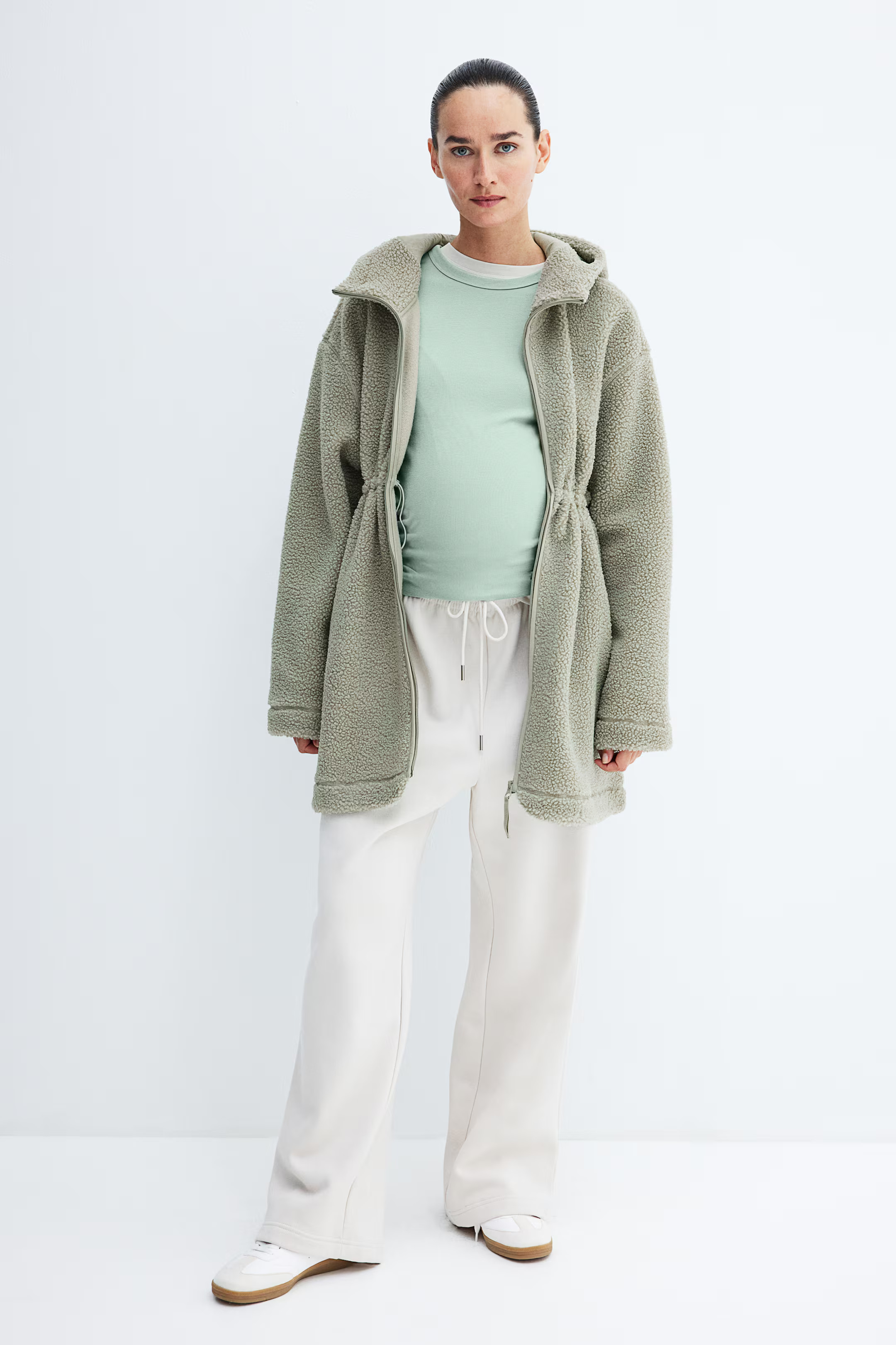 MAMA Before & After Teddy Fleece Jacket - Light khaki green - Ladies | H&M US | H&M (US + CA)