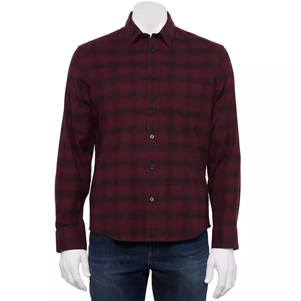 Men's Croft & Barrow® Slim-Fit Plaid Woven Flannel Button-Down Shirt | Kohl's