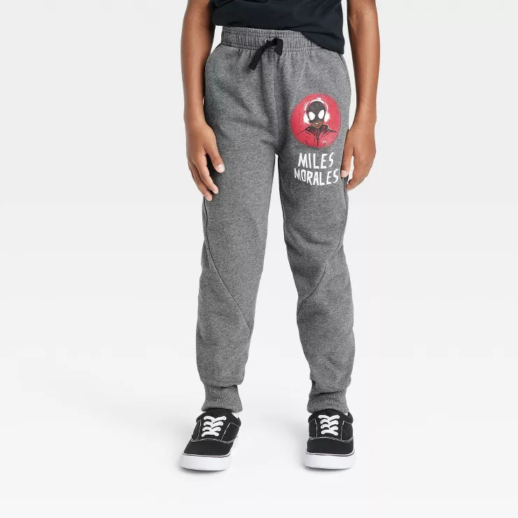 Boys' Marvel Spider-Man: Miles Morales x Nikkolas Smith Pullover Jogger Pants - Charcoal Gray | Target