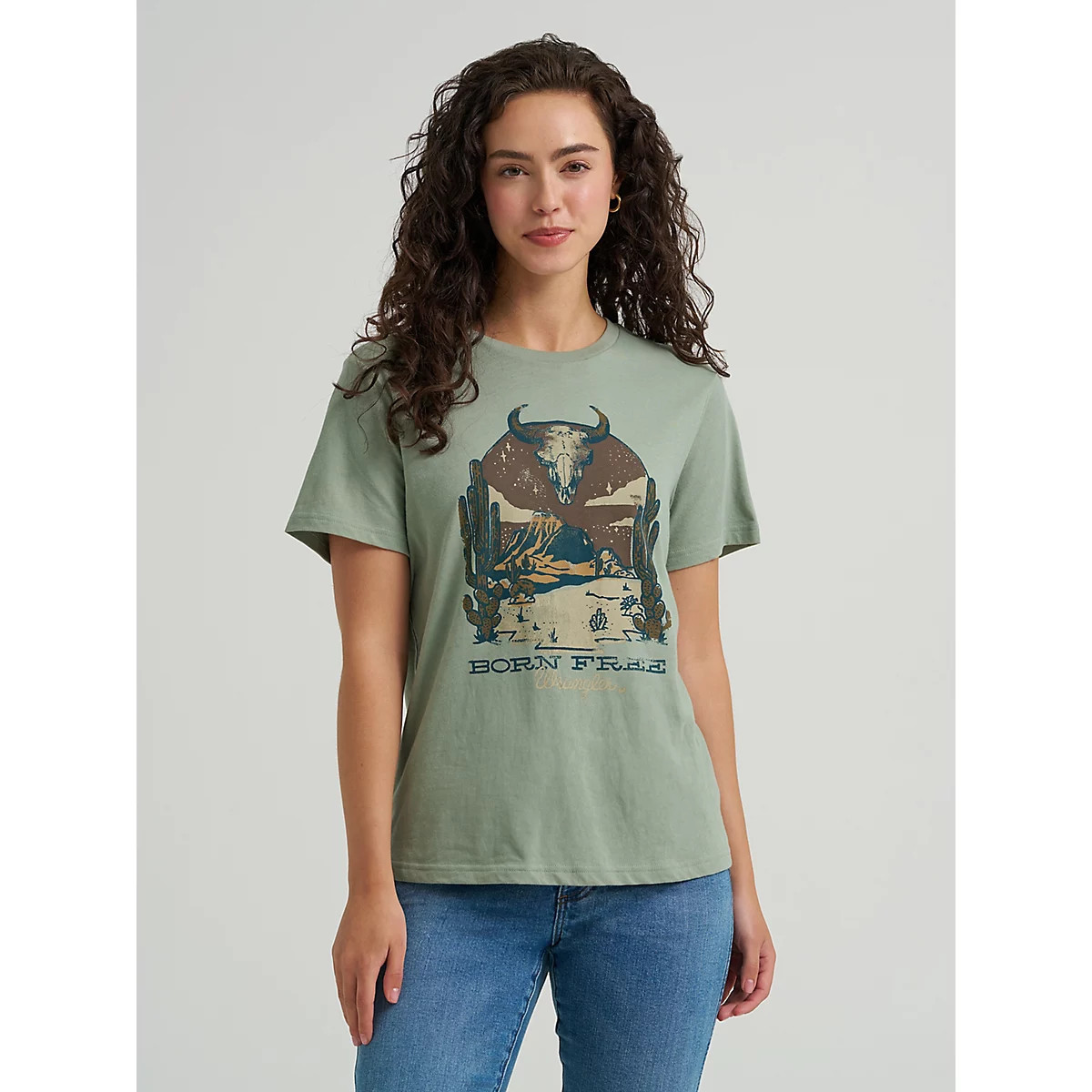 Women's Born Free Graphic Tee in Iceberg Green | Wrangler