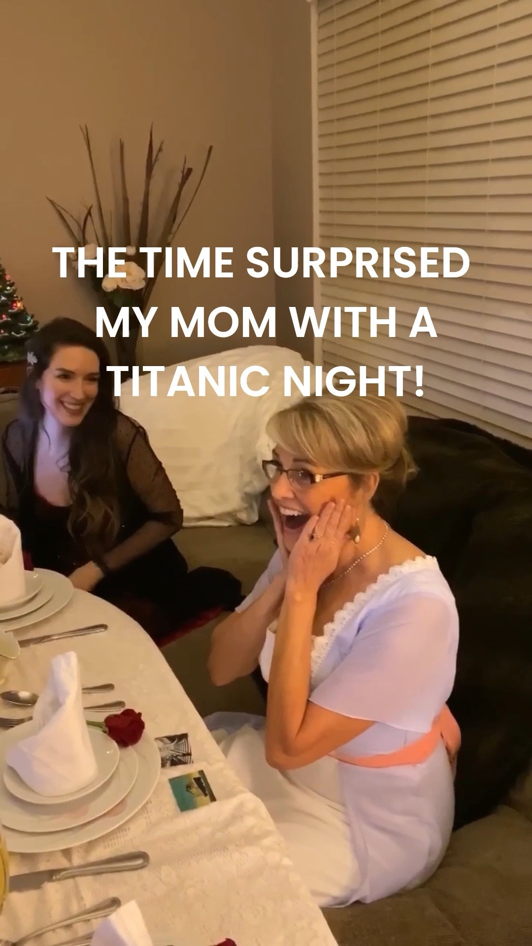 Titanic Surprise for Mom! We surprised her with her favorite dress and necklace from the movie, a themed dinner while we watched the movie, and some silly entertainment. We had such a fun night together. Here’s what I got to make it happen. #titanic #titanicparty