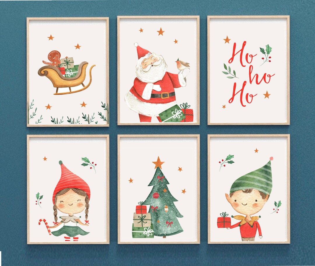 Christmas Wall Printables SET OF 6 HOHOHO Print Christmas - Etsy | Etsy (US)
