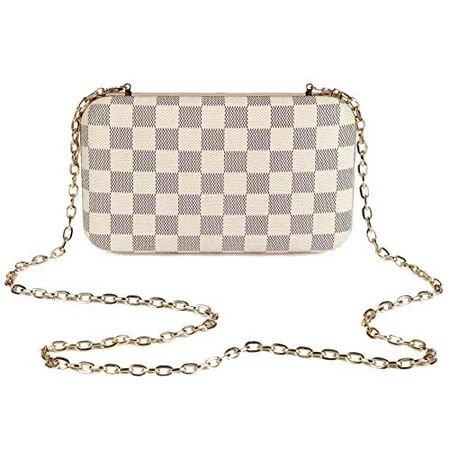 Daisy Rose Checkered Minaudiere Evening bag - RFID Blocking Cross body clutch -PU Vegan Leather (Cre | Walmart (US)
