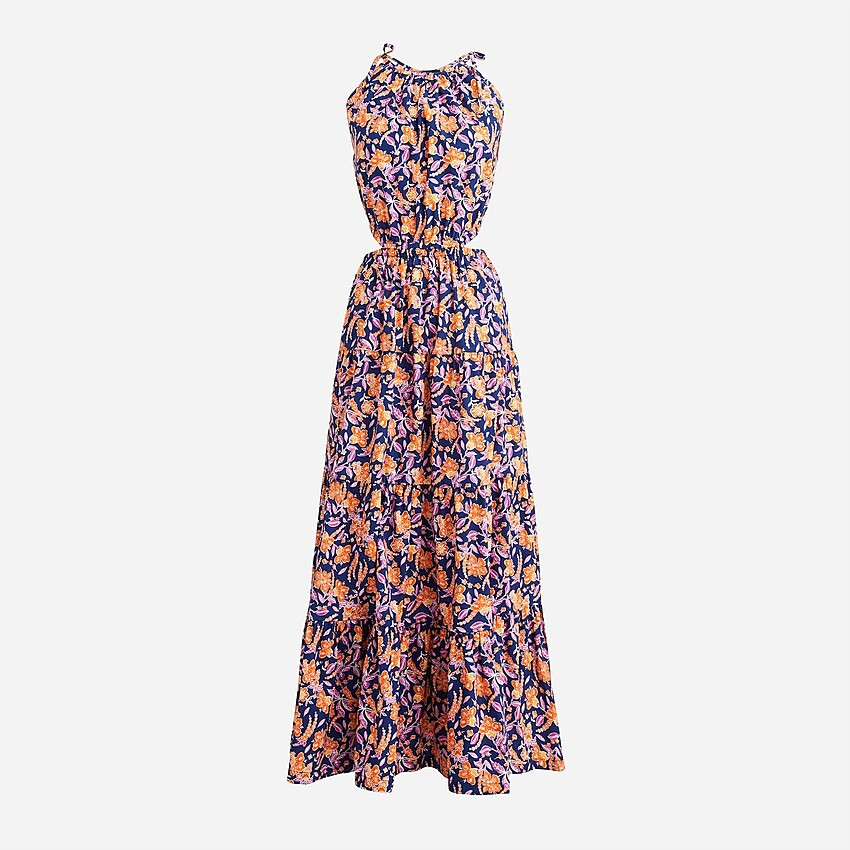 Harbour side-cutout dress in painted block print | J. Crew US