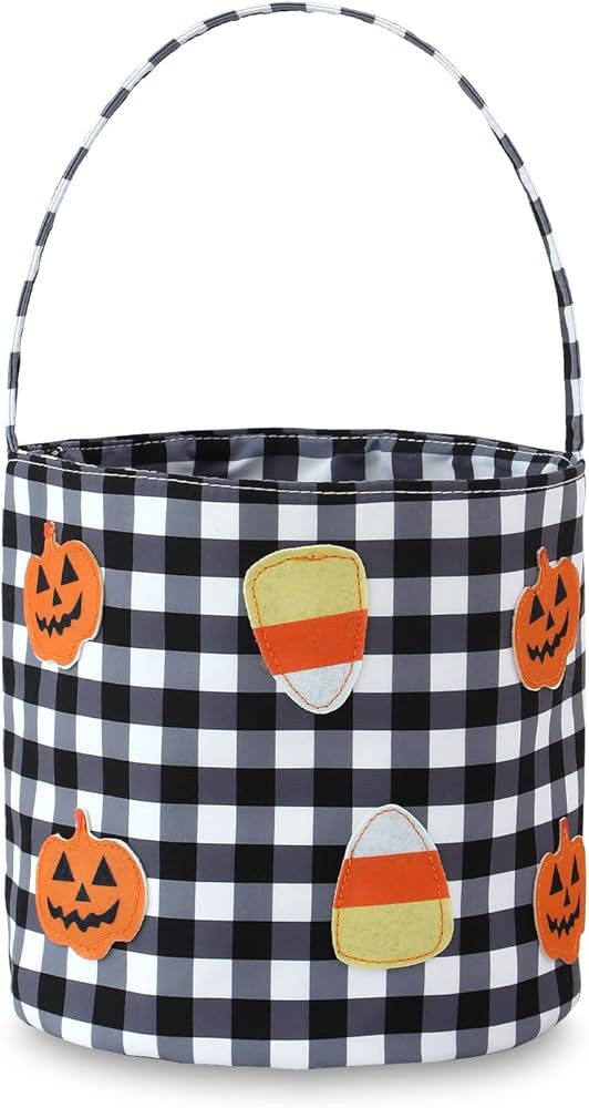 DYSHAYEN Halloween Basket Gingham Trick or Treat Bags Reusable Candy Bucket Gift Bag for Party Fa... | Amazon (US)