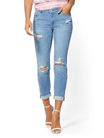 Destroyed Curvy Boyfriend Jeans | New York & Company