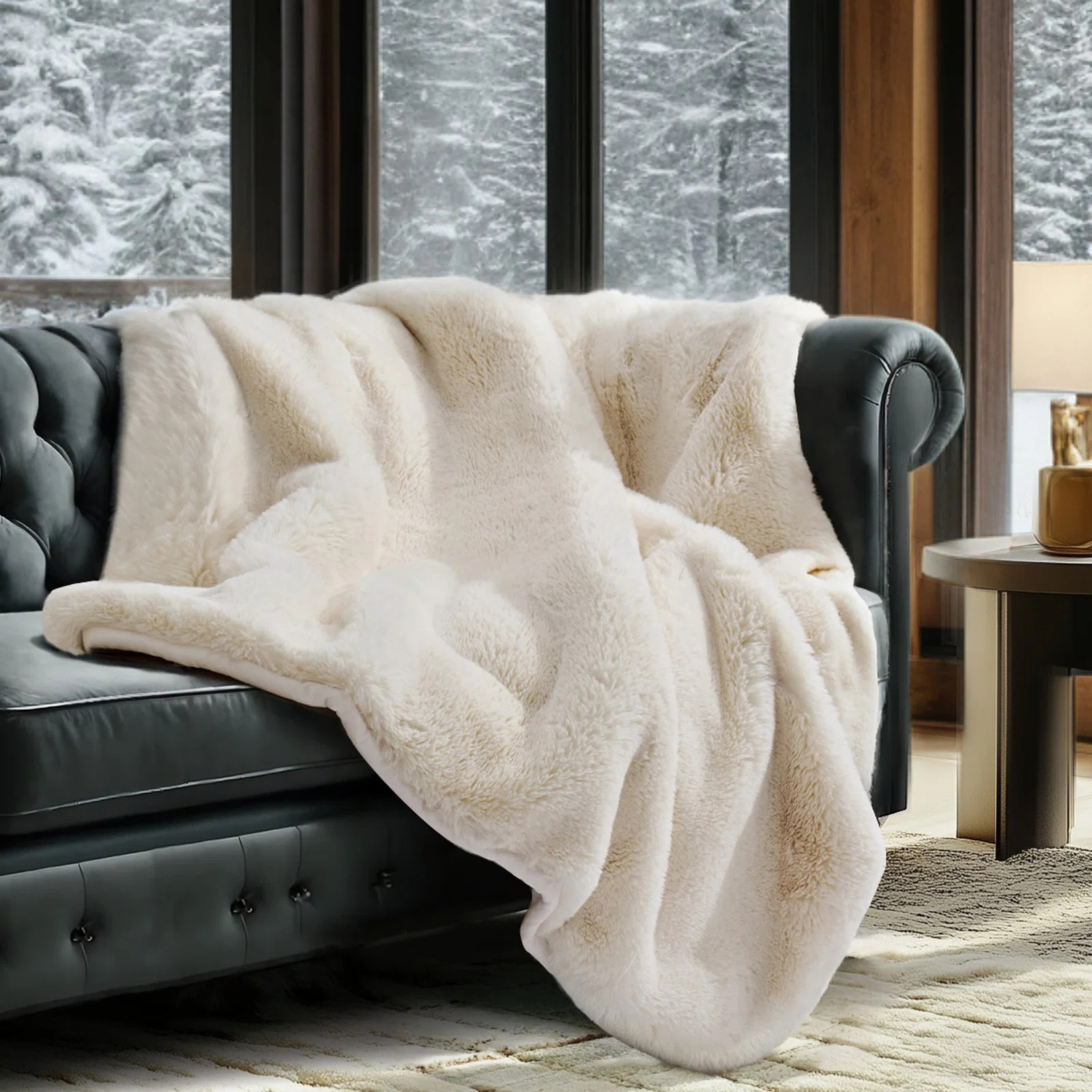 Luxury Soft Faux Chinchilla Fur Throw Blanket 1220GSM | Wayfair North America