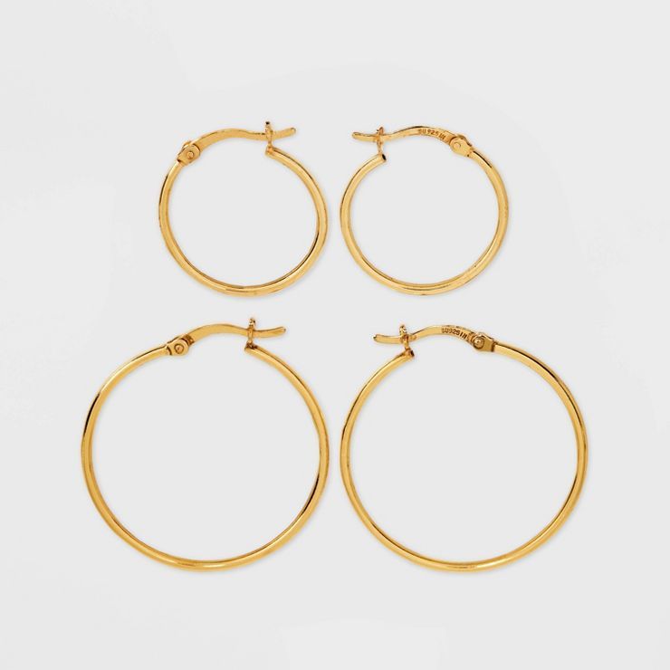 14K Gold Plated Click Top Duo Hoop Earring Set - A New Day™ Gold | Target