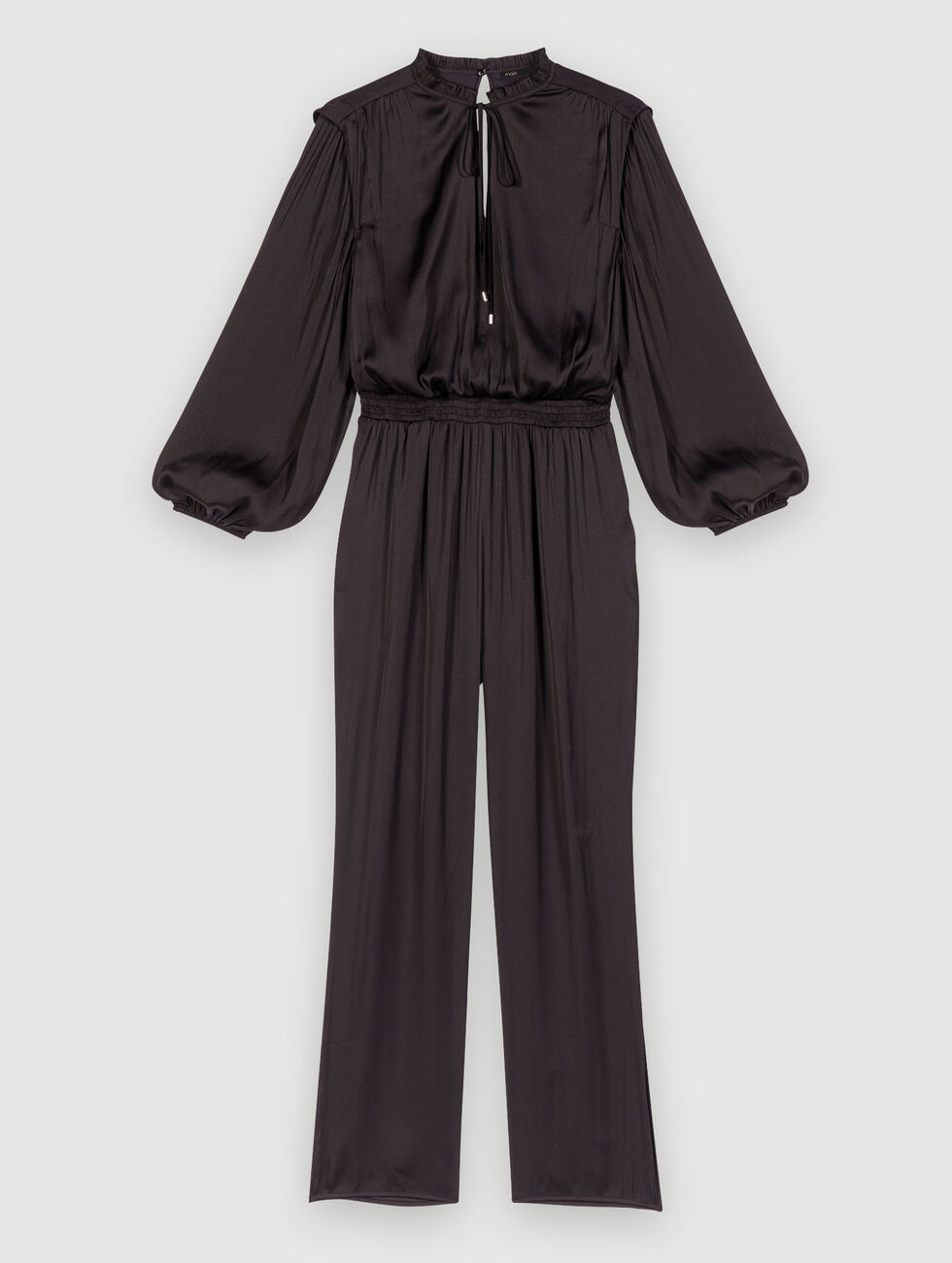 Long black cinched jumpsuit Black / Gray for Women | Maje | Maje US